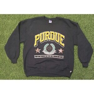 Vintage 90s Purdue University Sweatshirt, Russell Athletic Crewneck, XXL.